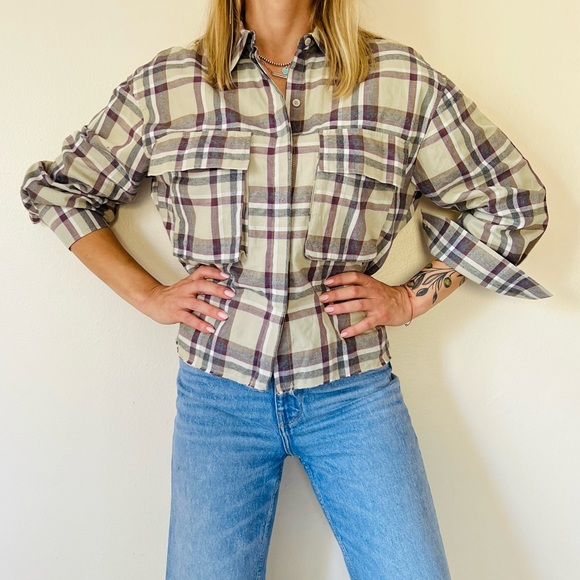 Zara Plaid Soft Flannel oversized Button Down shirt - Picture 5 of 9